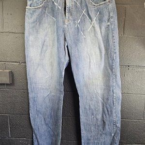 Vintage Y2K Phat Farm Jeans Skater Baggy Loose Wide 42x33 Hip Hop Rap Distressed